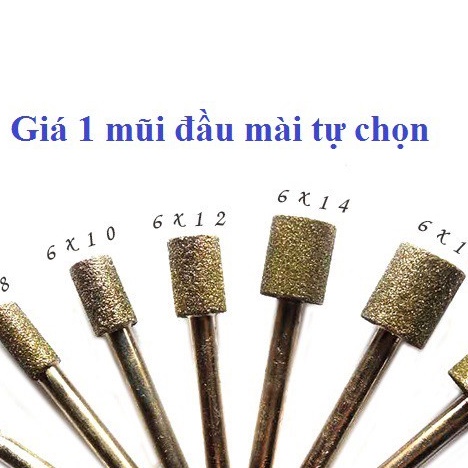 Đầu mài Kim Cương Mũi Trụ Siêu Cứng Trục 6mm hay Đầu Mài Hợp Kim Mũi Trụ Trục 6mm ❤️freeship❤️