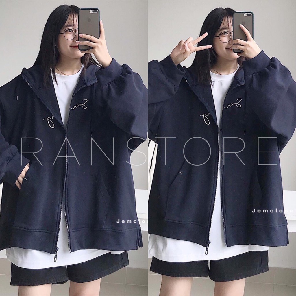 ÁO KHOÁC NỈ NAM NỮ HỌA TIẾT CHỮ KÍ 2 MẶT BASIC -Áo khoác nỉ hoodie có mũ form rộng Unisex_ranstore