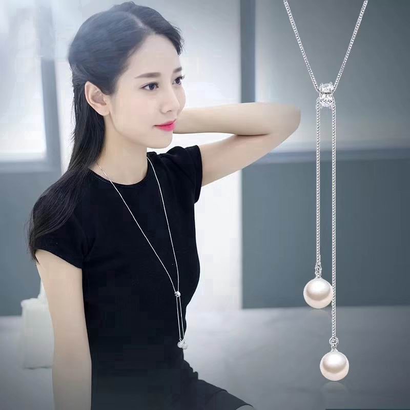 Dây chuyền dài ETRENDY phối tua rua đính hạt ngọc trai nhân tạo đơn giản thời trang cho nữ
