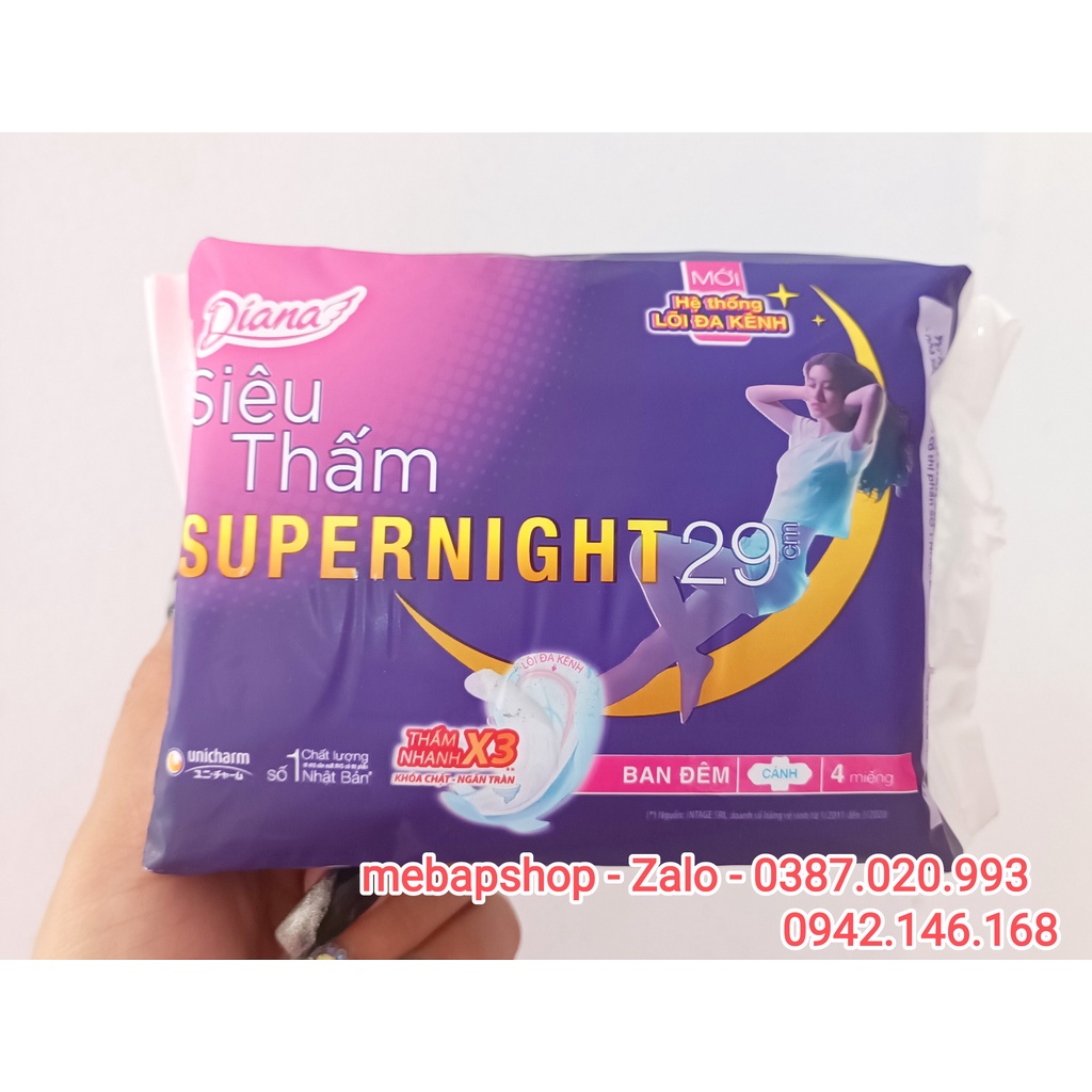 BĂNG VỆ SINH DIANA SIÊU THẤM SUPERNIGHT 29CM