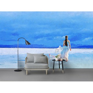 Tranh dán tường cảnh người thiếu nữ đang đứng nhìn về phương xa