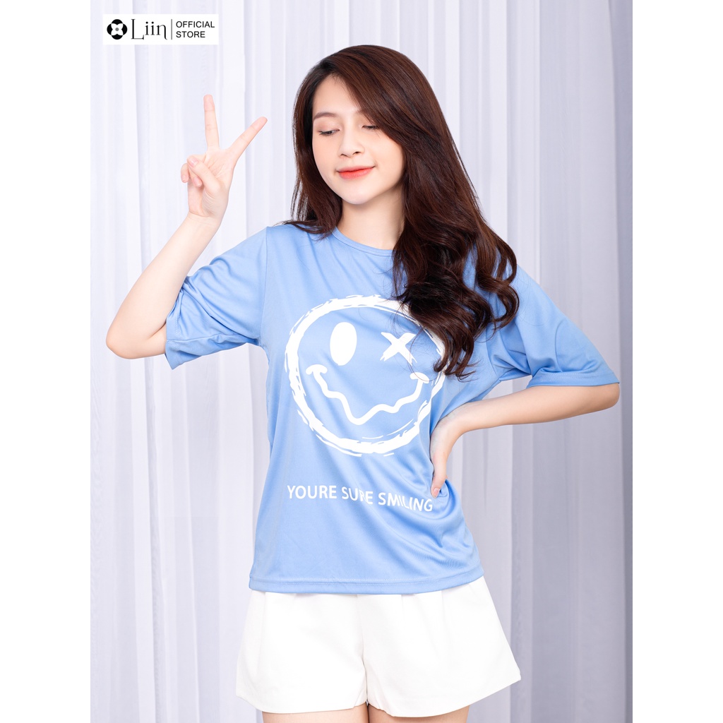 Áo Phông nữ chất liệu thun in hình Smile kiểu dáng trẻ trung, năng động Liin Clothing A2169