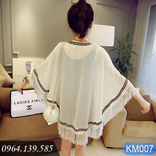 Áo choàng kimono cánh dơi đi biển, du lịch, đi chơi cực xinh, viền thổ cẩm  ྇ '