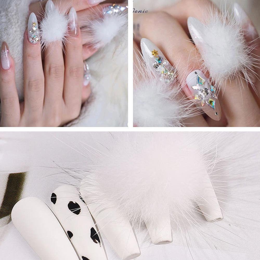 Phụ Kiện Trang Trí Móng Tay Nghệ Thuật Hình Quả Bóng Lông Nhiều Màu Sắc Có Thể Tháo Rời