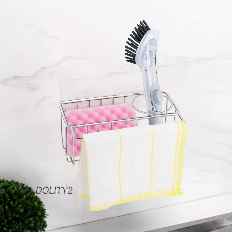 Sponge Holder Basket Rack Stainless Steel Brush Organizer for Bathroom Paste
