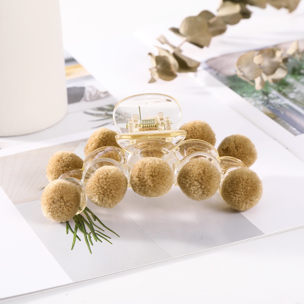 Haimeikang Kẹp Tóc Bóng Lông Thời Trang Hàn Quốc