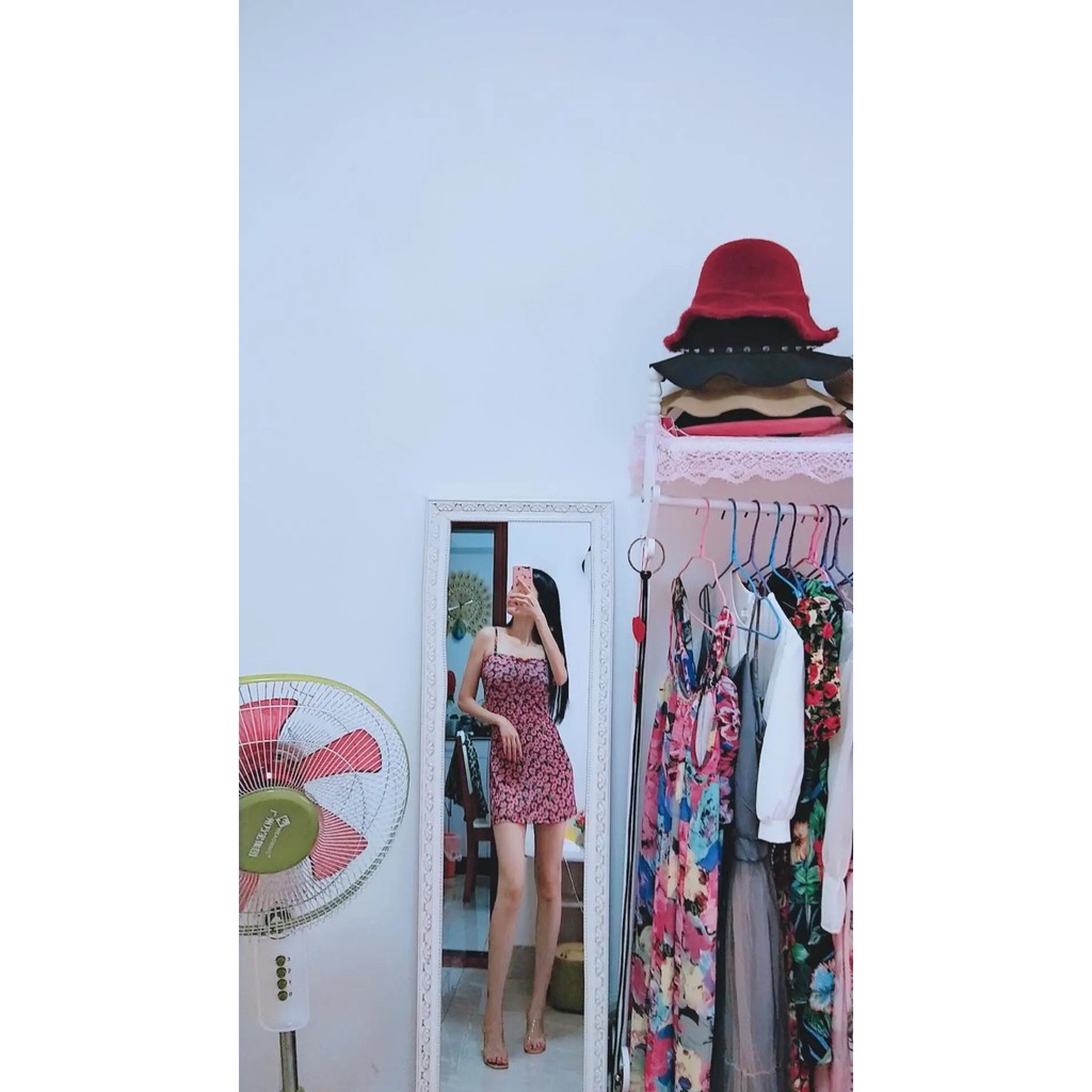 Đầm Hoa Hai Dây Phong Cách Hàn Quốc Thanh Lịch Dành Cho Nữ