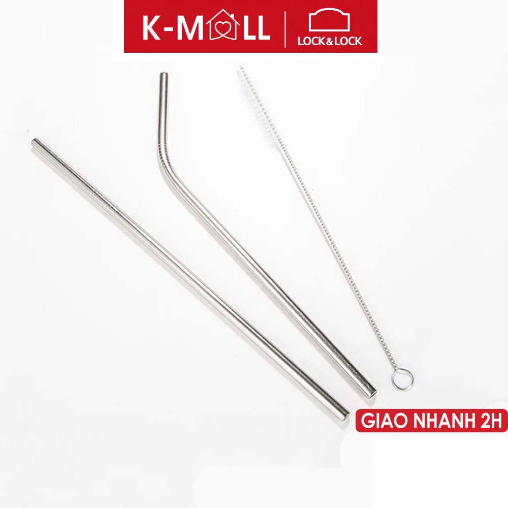 Ống hút inox LocknLock thép không gỉ, cong, thẳng, cọ rửa - K-MALL