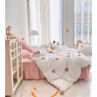 Bộ chăn ga gối cotton họa tiết tim đáng yêu 22dembedding hàng nhập khẩu cao cấp