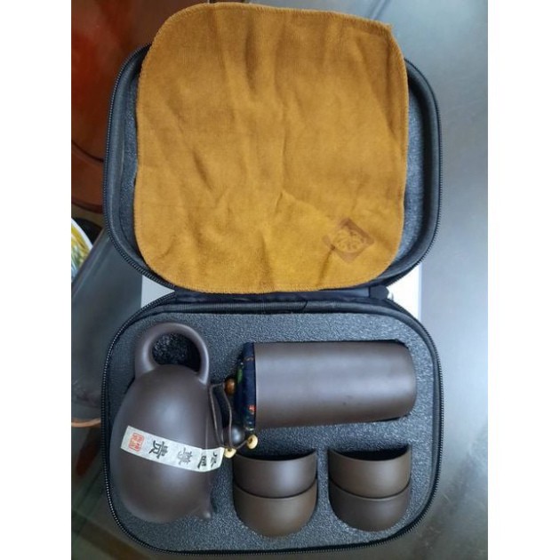 BỘ ẤM TRÀ TỬ SA MÀU NÂU 4 CHÉN CHUYÊN DÙNG XÁCH TAY, ĐI DU LỊCH, DÃ NGOẠI cam kết hàng đẹp