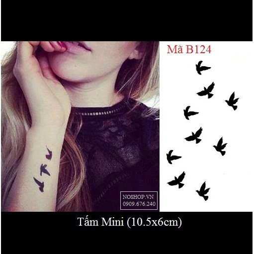 Hình xăm dán đàn chim B124