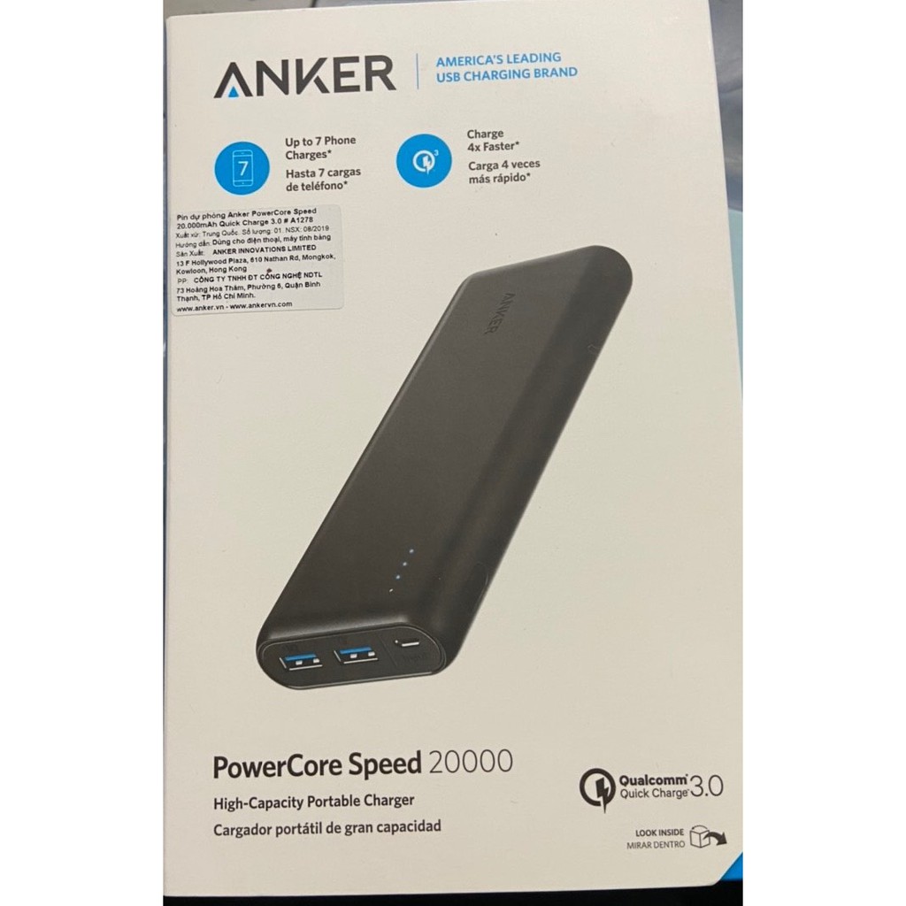 [Mới 100% full box]Pin Dự Phòng Anker PowerCore Speed 20000 QC 3.0 &amp; PowerIQ - A1278