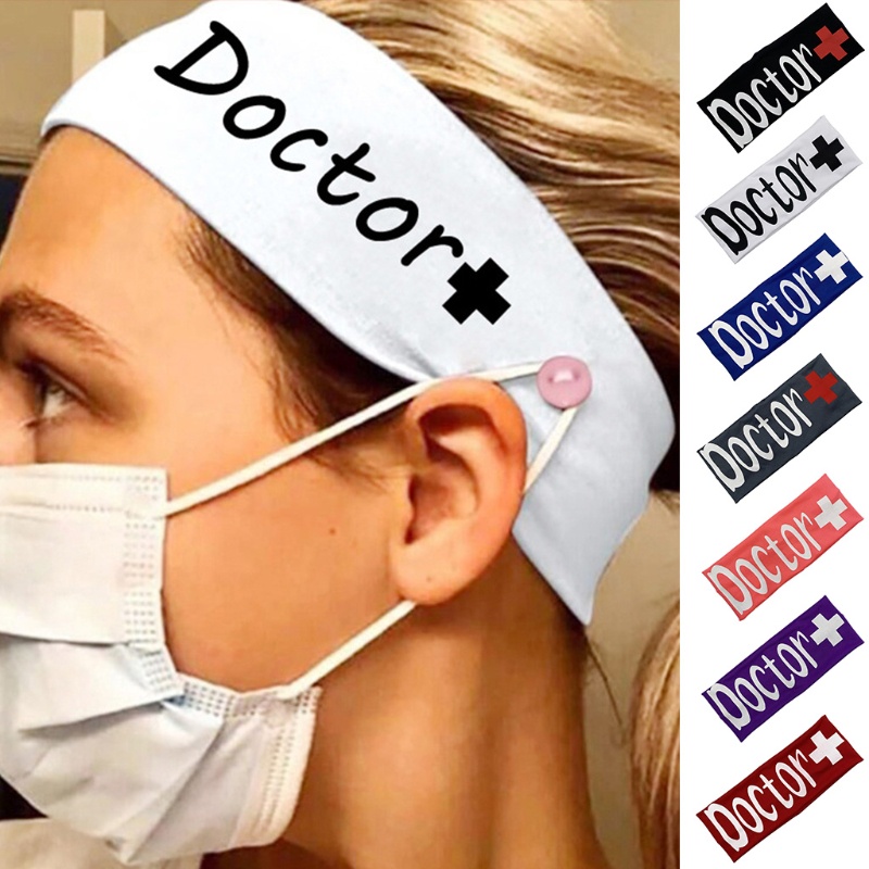 Băng Đô Cài Tóc Co Giãn Chống Trượt In Chữ Doctor Thời Trang Tập Yoga