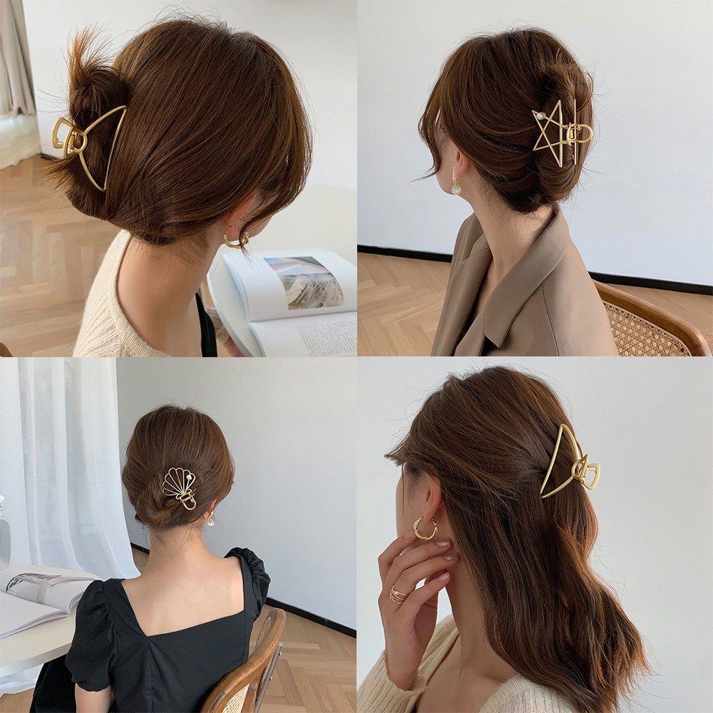 Kẹp Tóc Kim Loại Hình Bán Nguyệt Xinh Xắn Cho Nữ