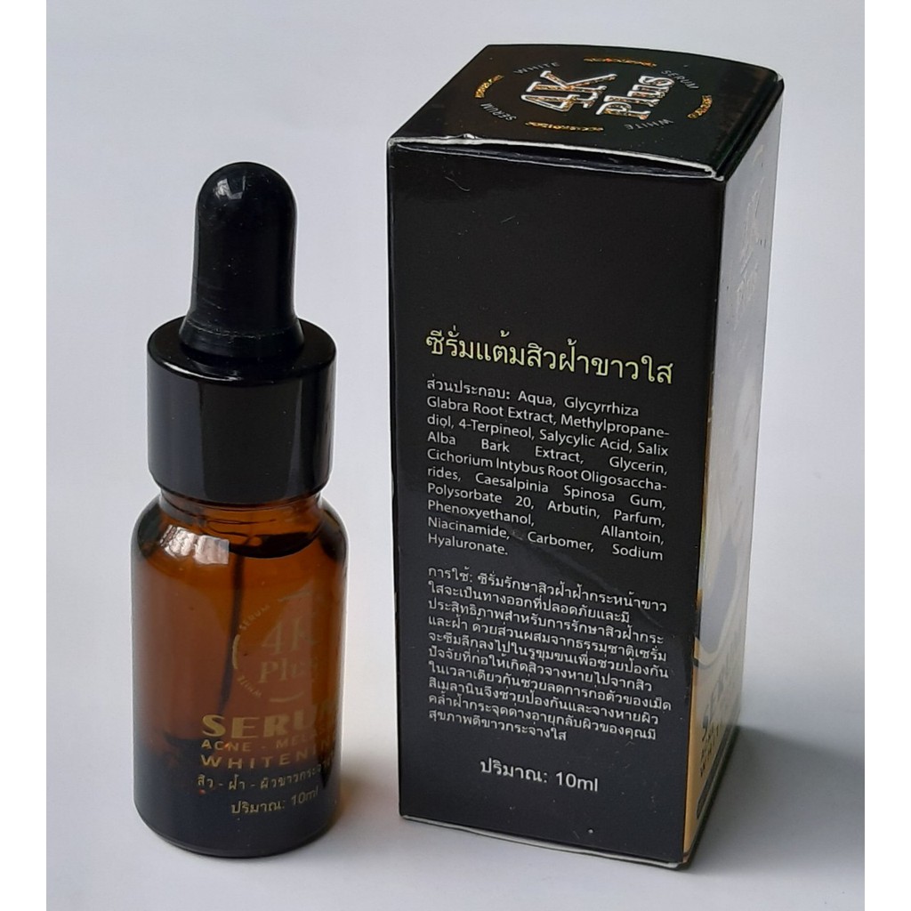 Serum ngừa mụn mủ viêm đỏ vết thâm nám sẹo thâm rỗ tàn nhang dưỡng trắng da 4K Plus 10ml