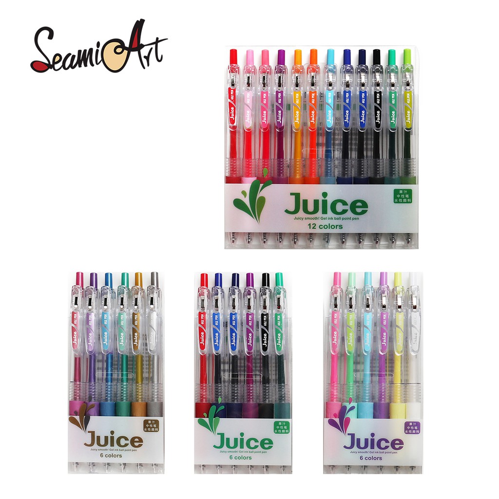 Bộ 6 /12 Bút Gel Seamiart Đầu Bấm Ngòi 0.5mm Chất Lượng Cao