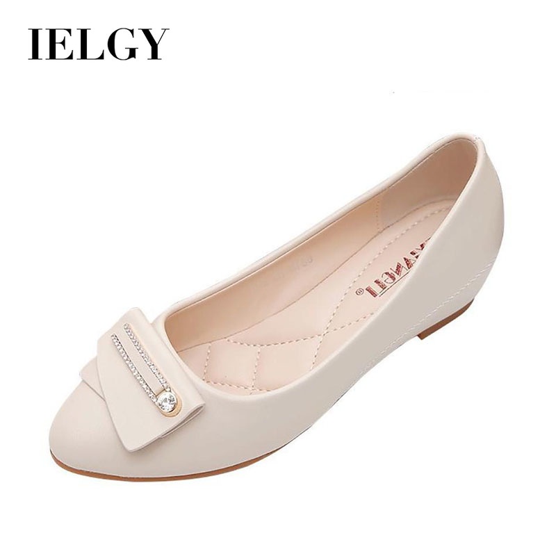 Giày đế phẳng IELGY bằng da mềm chống trượt thời trang công sở cho nữ