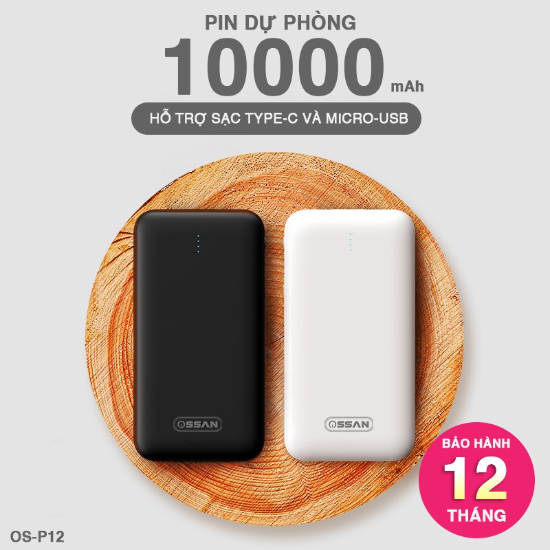 Pin sạc dự phòng OSSAN 10000mAh OS-PB12 - Hàng chính hãng OSSAN