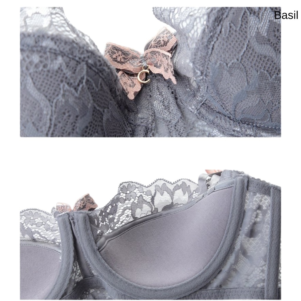 Bộ đồ lót QB04 nữ đệm mỏng có gọng chất Ren mềm mại thoáng mát Basil