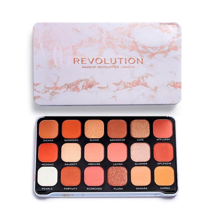 Bảng phấn mắt Revolution Makeup Forever Flawless Decadent và Fire 18 ô chuyên dùng cho makeup chính hãng