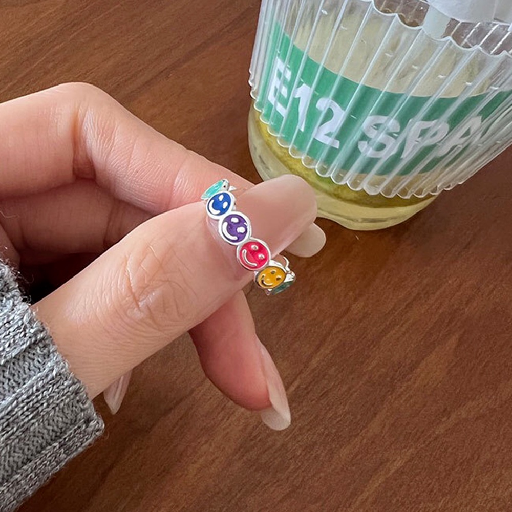 Nhẫn Đeo Tay Kim Loại Hình Học Đính Đá Zircon Màu Cầu Vồng Thời Trang Cho Nữ