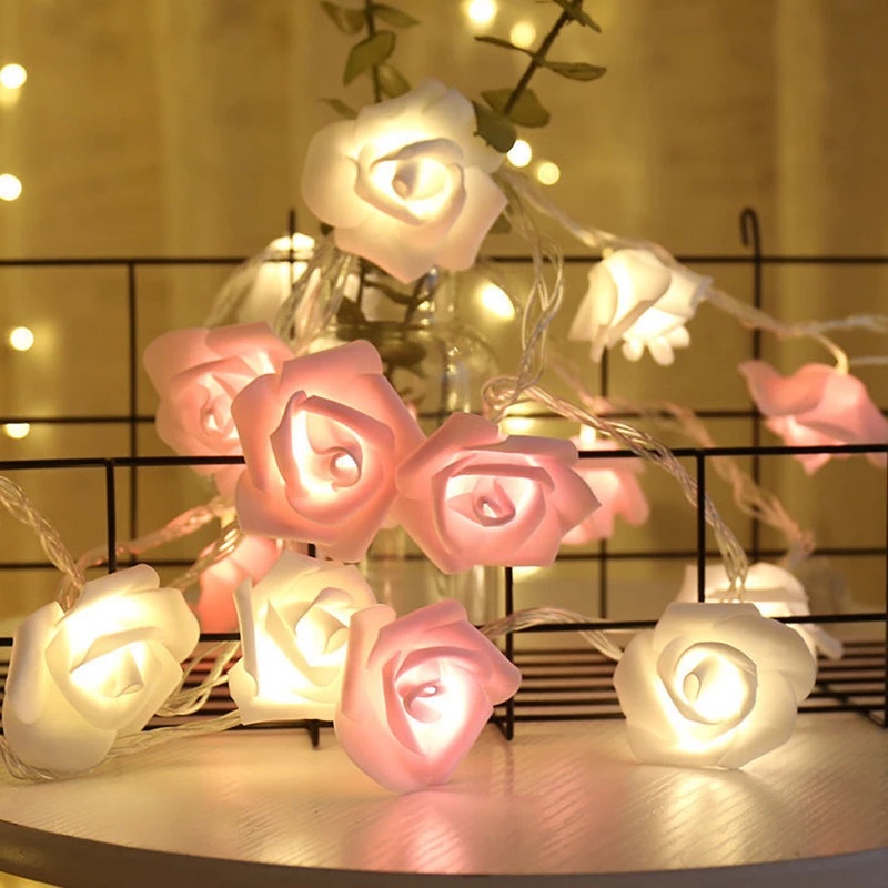 Dây Đèn Led 20 Bóng Hình Hoa Hồng Dùng Trang Trí Tiệc
