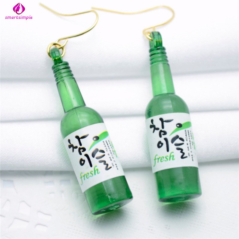 Hoa tai kiểu dáng chai rượu sáng tạo phong cách Hàn Quốc