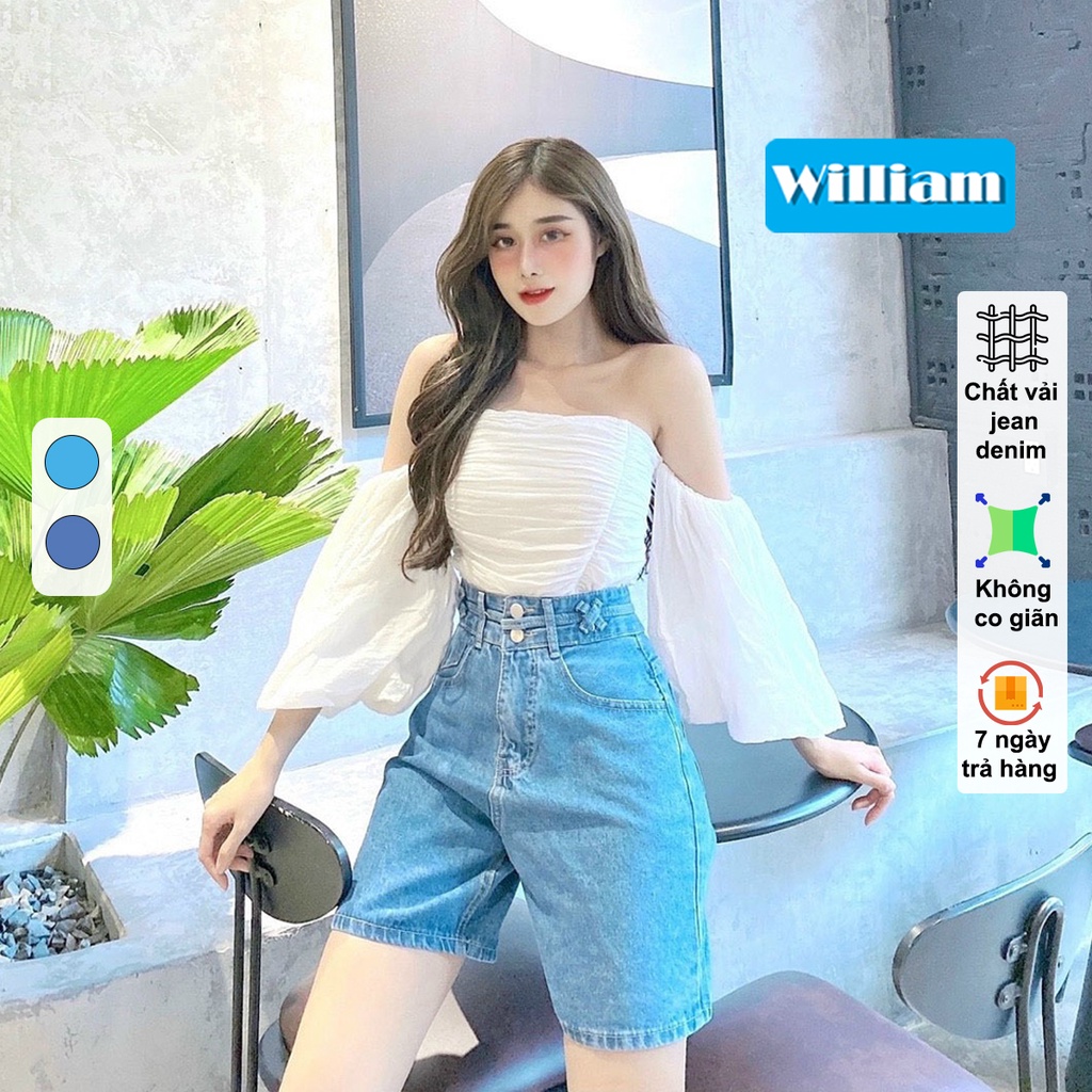 Quần jean nữ ngố ống rộng trơn, vải denim bền đẹp, dễ phối đồ William - AT118