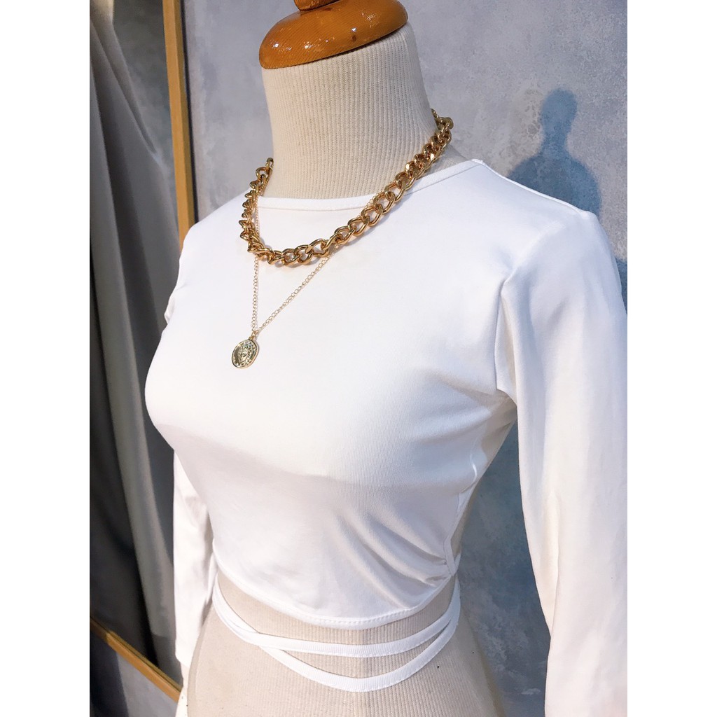 Áo hở lưng tay dài thun lụa có mút ngực "HỞ LƯNG TAY DÀI" | BigBuy360 - bigbuy360.vn