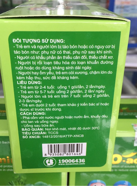 Cốm vi sinh Bioacimin Fiber hỗ trợ điều trị táo bón cho trẻ.