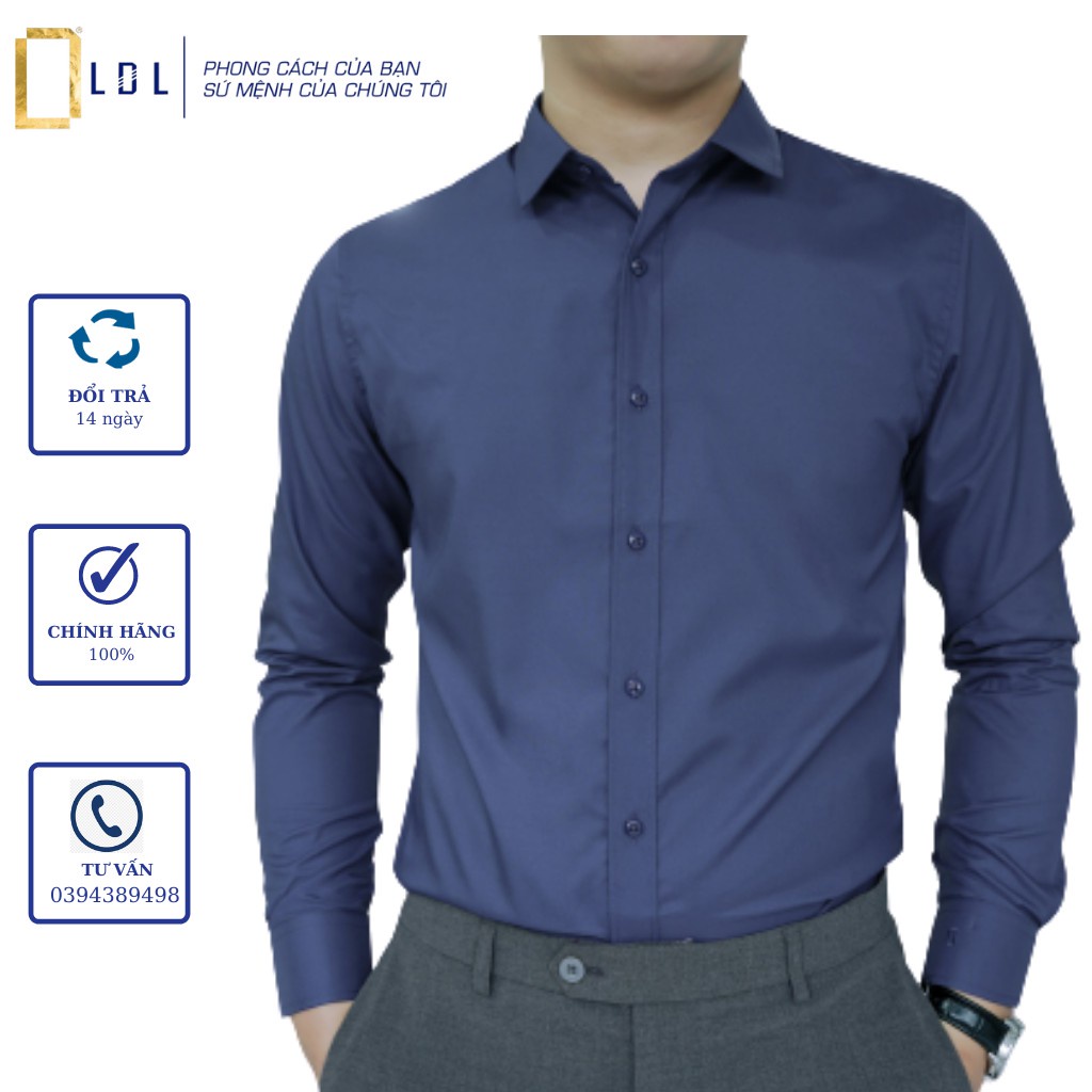 Sơ mi nam công sở cao cấp LDL, áo sơ mi dài tay đẹp không túi size 37 38 39 40 41 42 43 - Hàng mới về