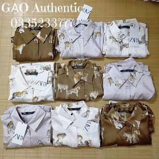 Áo sơmi lụa họa tiết ZARA auth 3 màu