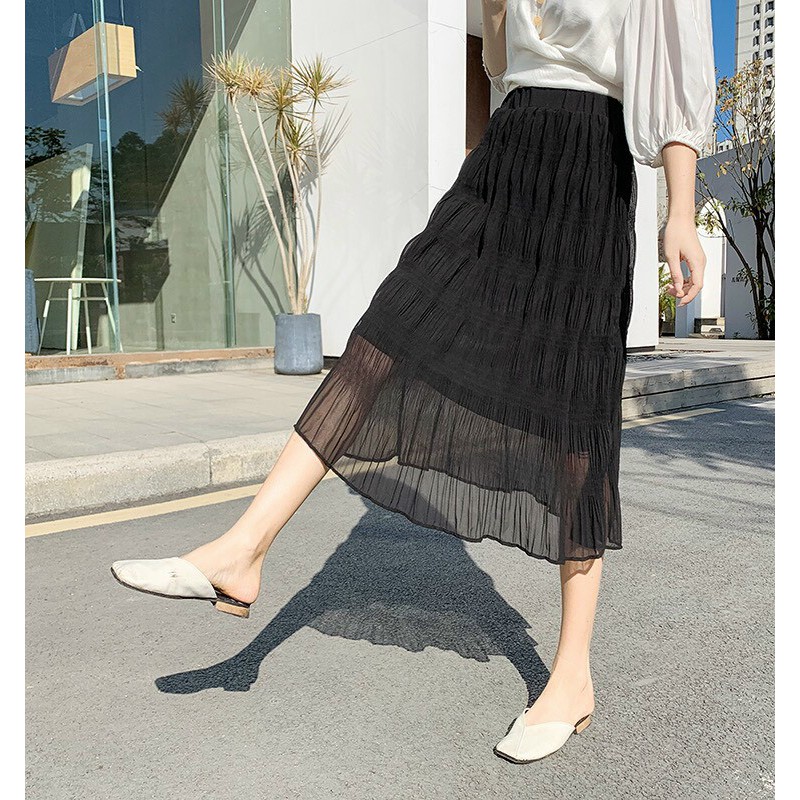 Chân váy dài chất nhăn Quảng châu hàng đẹp