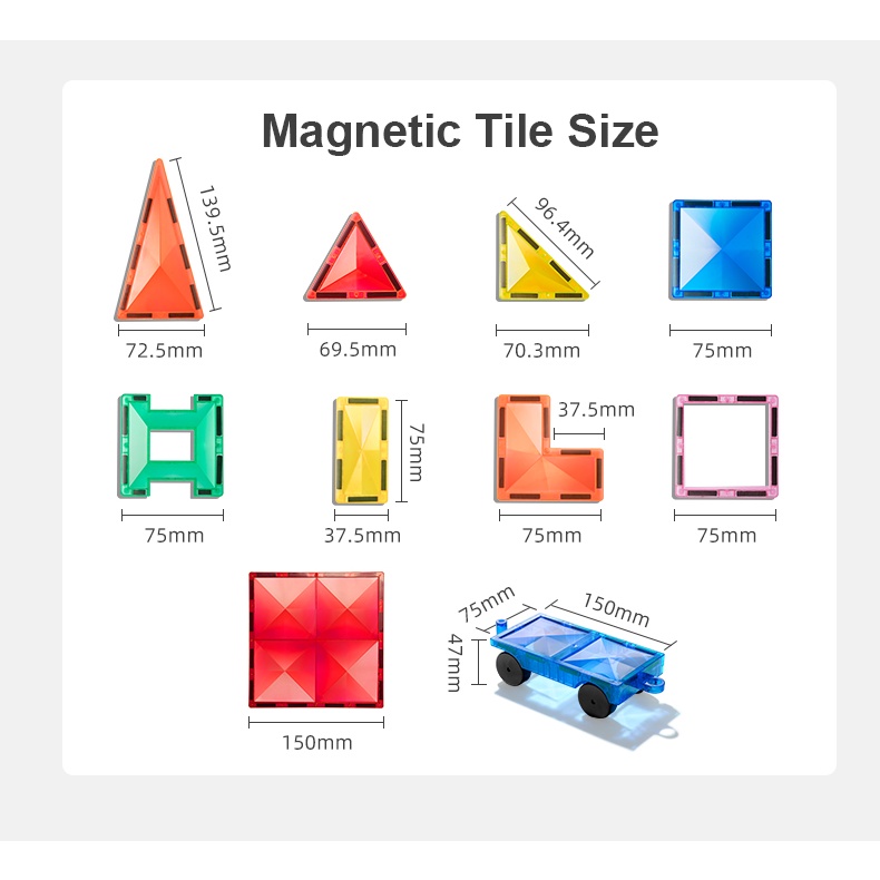Xếp Hình Nam Châm Ánh Sáng Colorful Magnetic Tiles Mideer