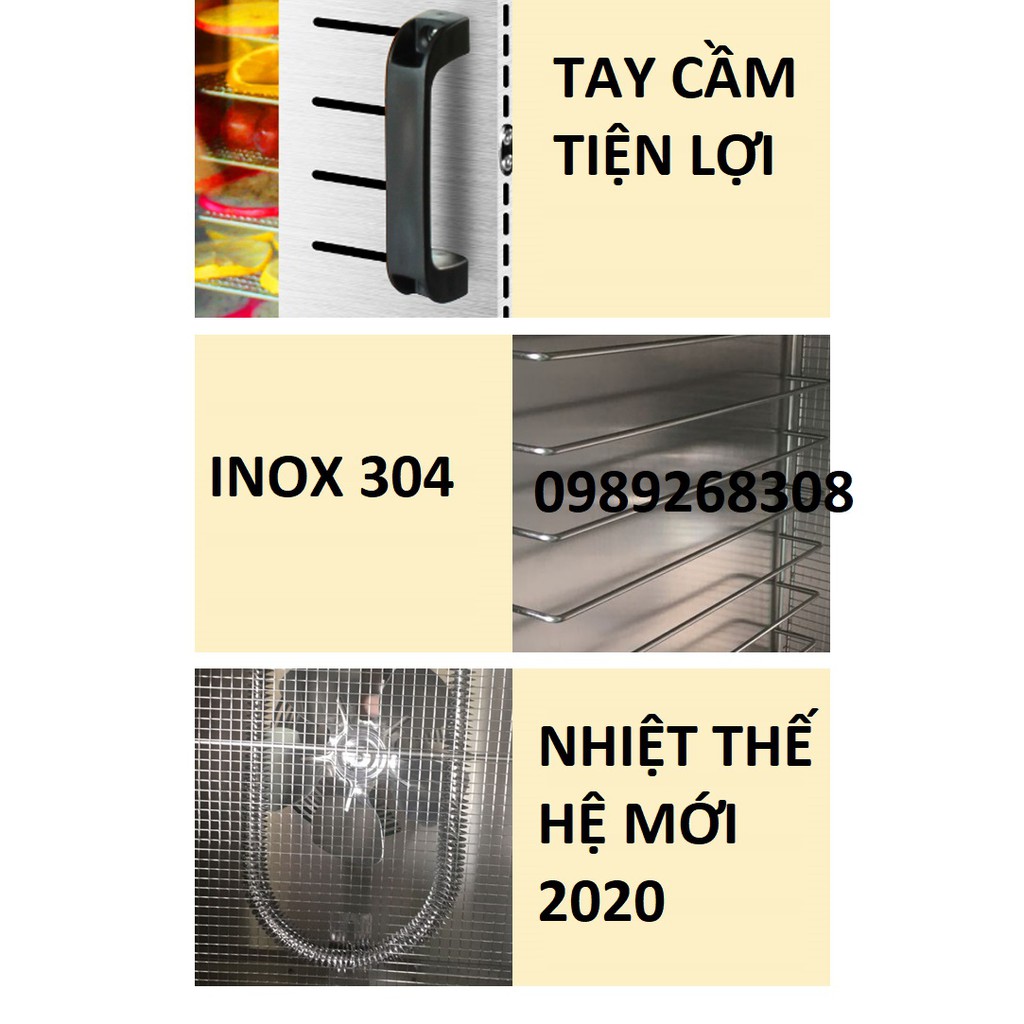 tủ sấy trái cây 10 tầng inox 100% bảo hành 12 tháng