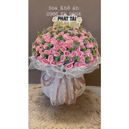 Bó hoa sinh nhật, khai trương siêu to, siêu lá cực xịn. Bó 100bông 4 lớp cao cấp