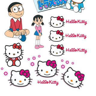 BỘ TEM STICKER DORAEMON KITTY 13 TEM CAO CẤP