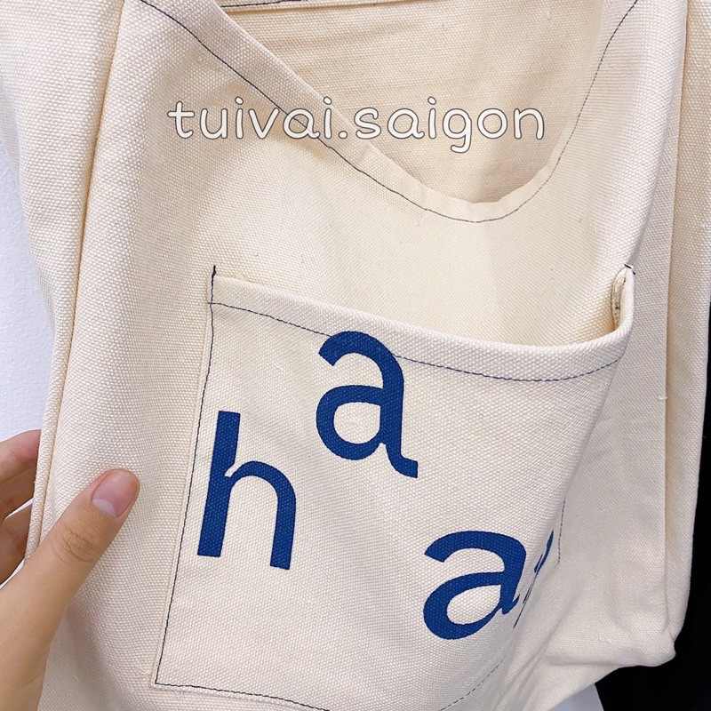 ẢNH THẬT Túi tote túi vải canvas form lớn quai mảnh Haag