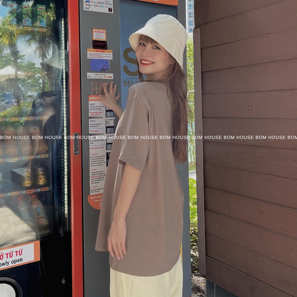 Áo Thun Unisex BOM HOUSE Basic Phông Trơn Nam Nữ Ulzzang Chất Liệu Cotton 2C