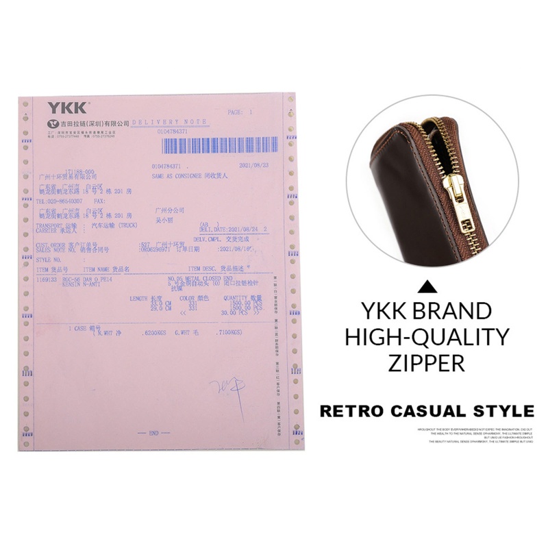 Ví Da Bò Nhiều Ngăn Đựng Thẻ Có Khóa Kéo Chống Thất Lạc Phong Cách Retro Giản Dị Dành Cho Nam