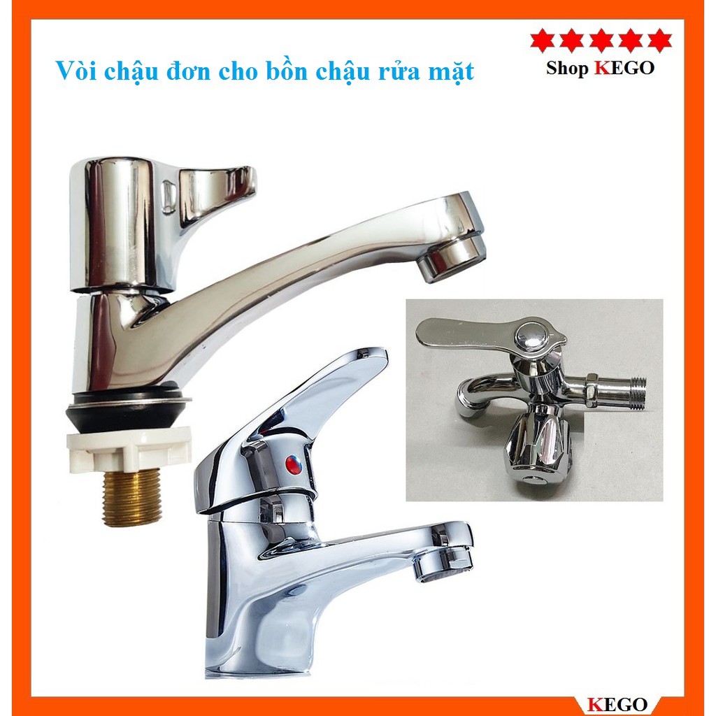 Vòi chậu đơn Lavabo cho bồn rửa mặt, vòi củ sen lạnh inox304 có xả xô