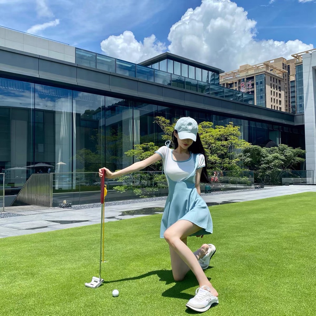 Xả Kho :  váy xếp ly yếm phôi áo trắng bộ đi chơi học sinh Đầm ôm siêu tôn dáng cotton mát đẹp mới V039