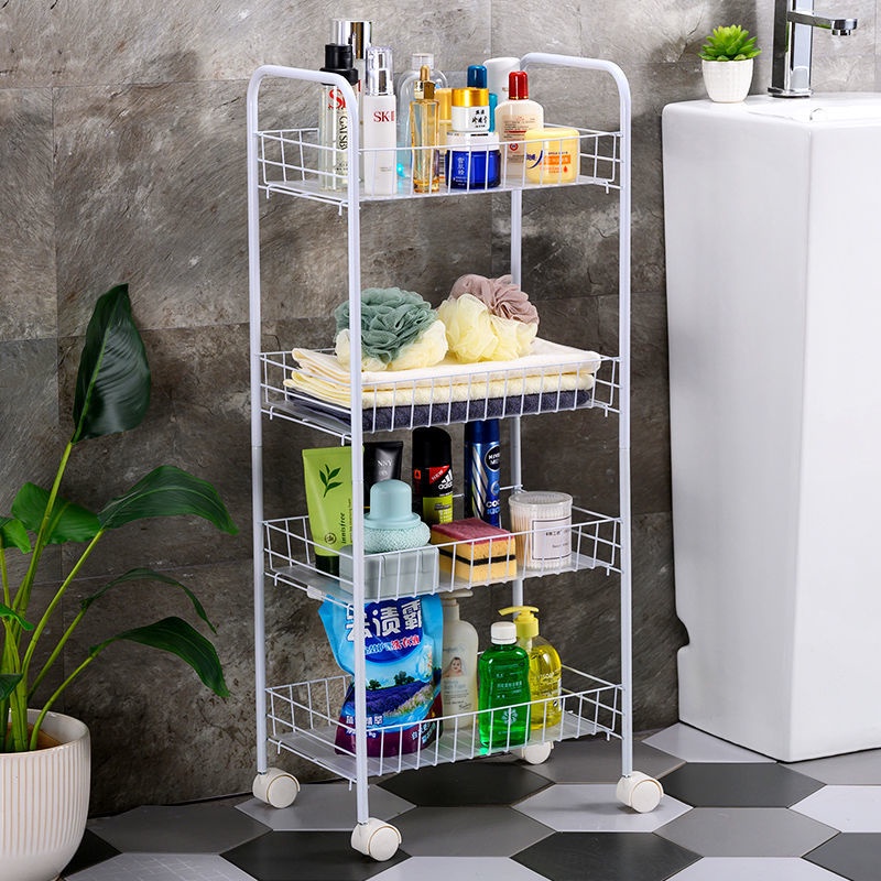 Kệ để đồ nhiều tầng thiết kế bánh xe đẩy tiện dụng cho nhà bếp/phòng tắm/phòng ngủ