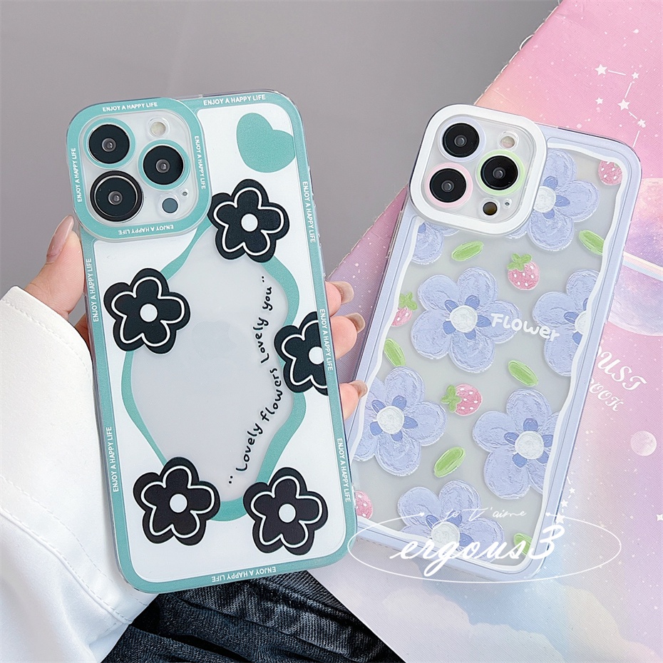 Ốp Điện Thoại Dẻo Trong Suốt Họa Tiết Hoa Xinh Xắn Cho iPhone 13 12 11 Pro Max SE2020 X XR Xs Max 7 8 Plus