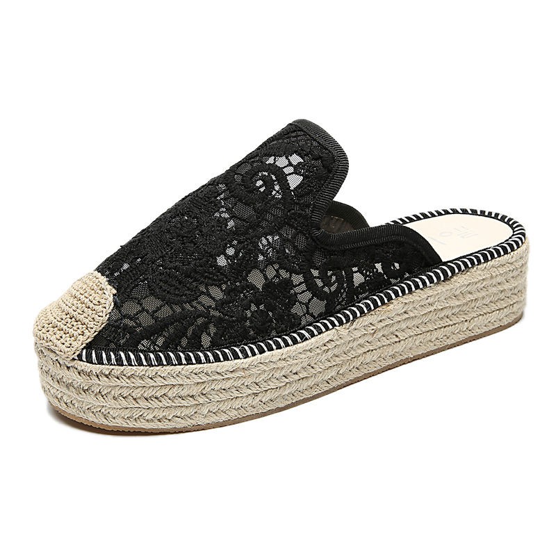 Dép Đan Cói Đế Dày Phối Ren Thời Trang Cho Nữ | BigBuy360 - bigbuy360.vn