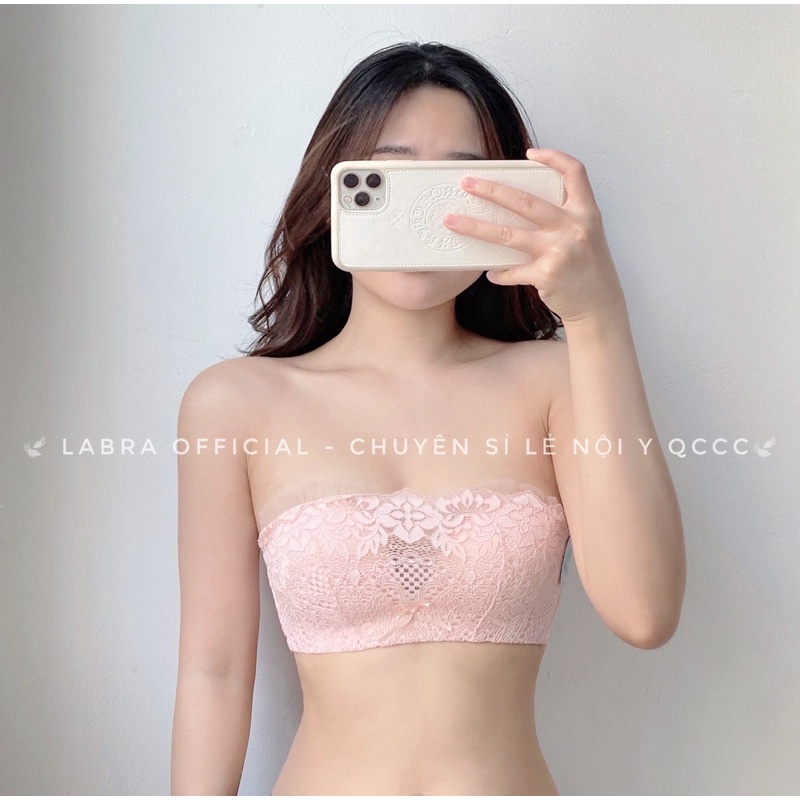 Áo quây ngực ren không dây không gọng mút vừa nâng ngực chống tụt LABRA (M-08)