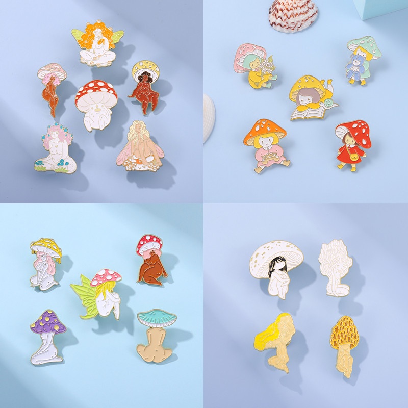 Set 20 Ghim Cài Ba Lô Tráng Men Hình Nấm Cho Bạn Bè
