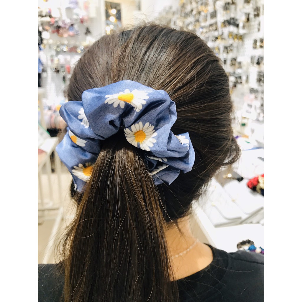 [Nowship2h] Cột Tóc, Dây Cột SCRUNCHIES Bông Cúc Nhiều Màu - Mã DT001