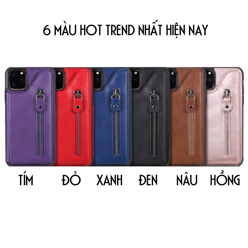 Bao da Iphone 11, 11 Pro, 11 Pro Max kiêm ví tiền đựng thẻ, card, tiền có khóa DAN HOUSE