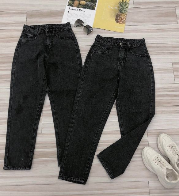 Quần baggy jean nữ  FREESHIP Quần baggy jean nữ màu xám trơn lưng cao size nhỏ từ 40kg - 55kg thời trang jean 2KJean